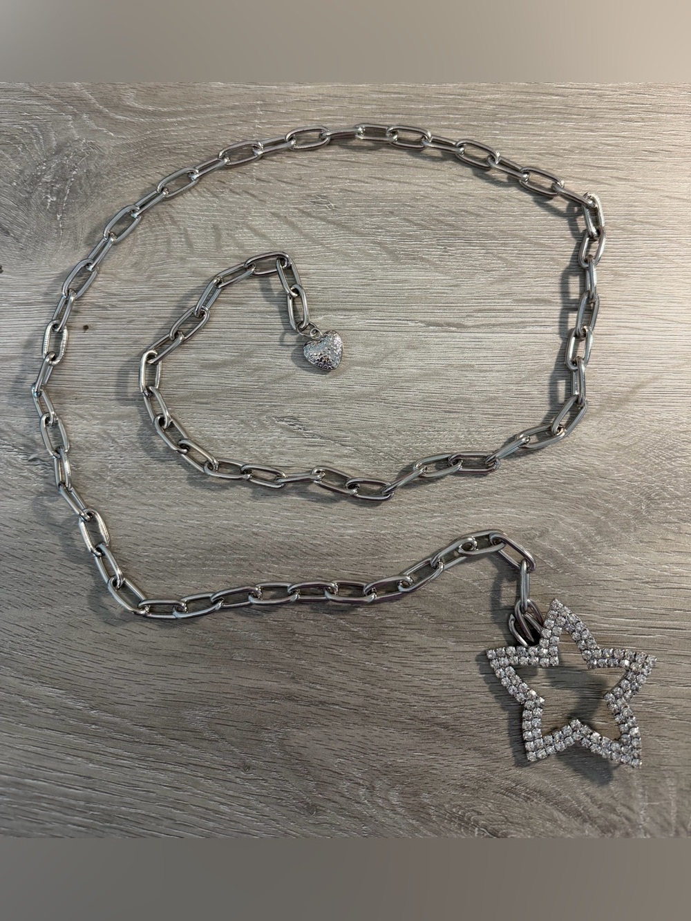 Rhinestone ⭐️ Star Chain Belt Western Boho Silver Statement Belt - Picture 5 of 8